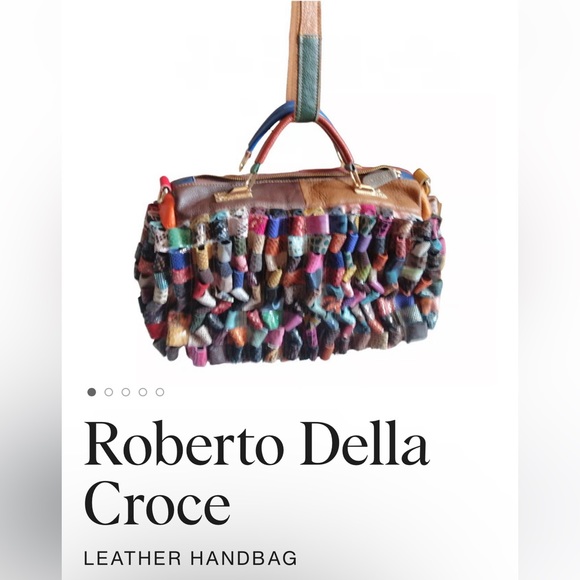 Roberto Della Croce  leather handbag , satchel multicolored snakeskin printed - Picture 10 of 11